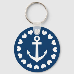Porte-clés Nautical anchor keychain Navy blue and white