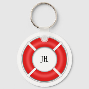 Porte-clés Nautical BeachBoat Life Preserver Optional Initial