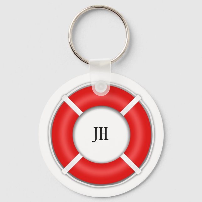 Porte-clés Nautical BeachBoat Life Preserver Optional Initial (Recto)