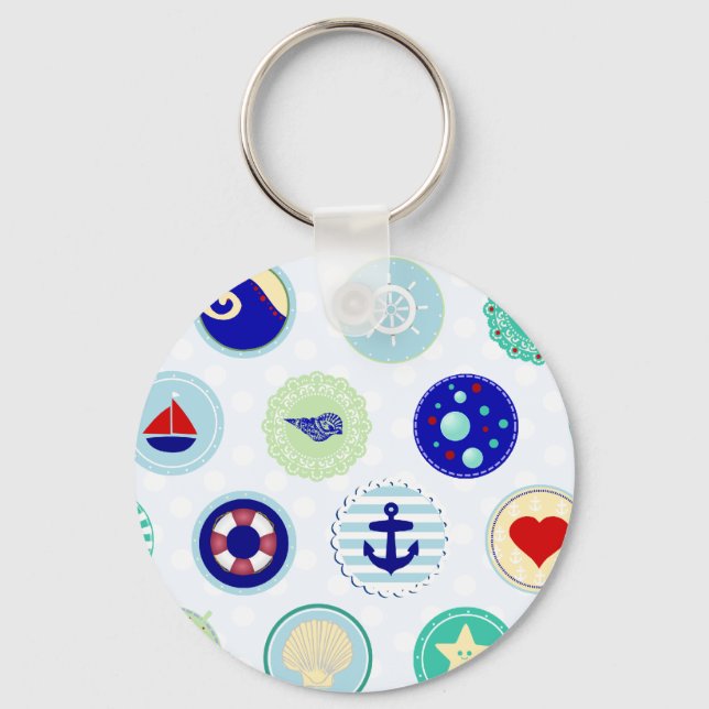 Porte-clés Nautical Blue Sailor Pattern (Recto)