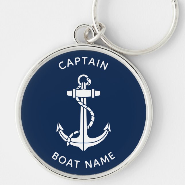 Porte-clés Nautical Boat Anchor and Name Captain Custom (Devant)