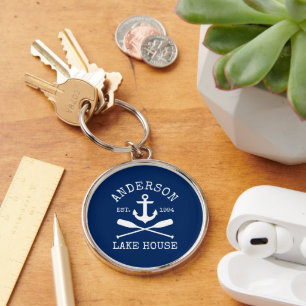 Porte-clés Nautical Lake House Famille Marine Blue Ancre Oars