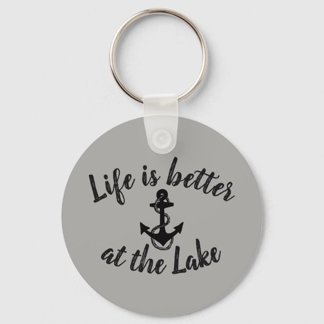 Porte-clés nautical LIFE IS BETTER AT THE LAKE and anchor (Recto)