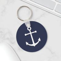 Nautical White Anchor on Navy Blue