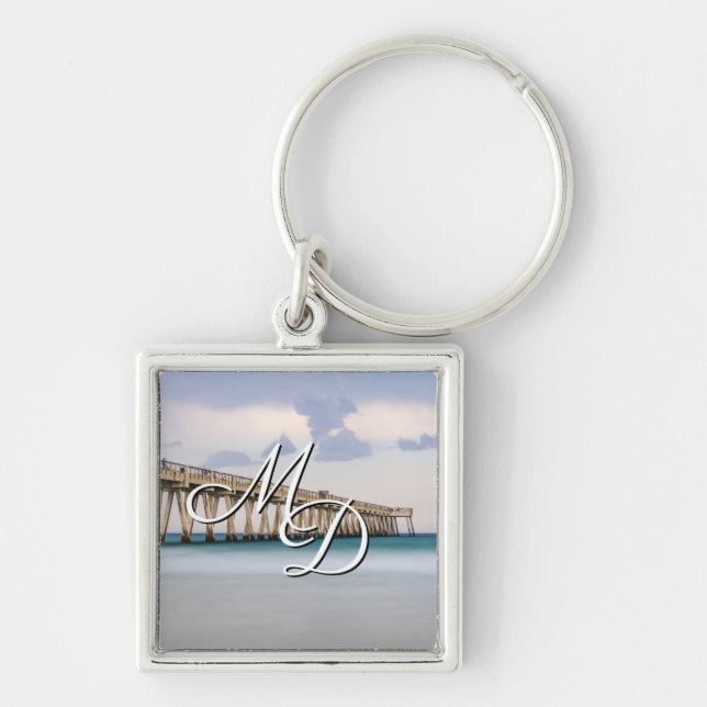 Porte-clés Navarre Beach Fishing Pier Monogram Keychain (Devant)