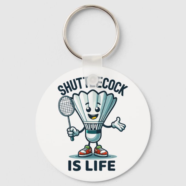 Porte-clés Navette et raquette de dessin animé Badminton Fore (Recto)