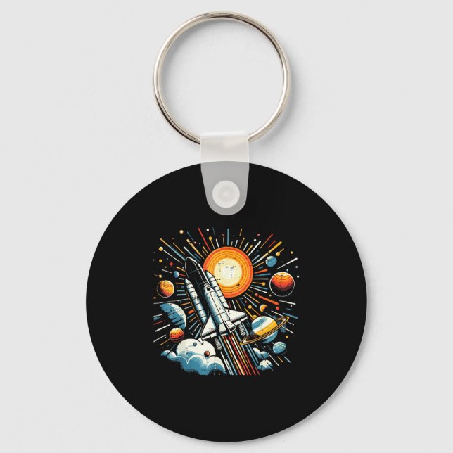 Porte-clés Navette spatiale Soleil Planètes Fusée Galaxie Gar (Recto)
