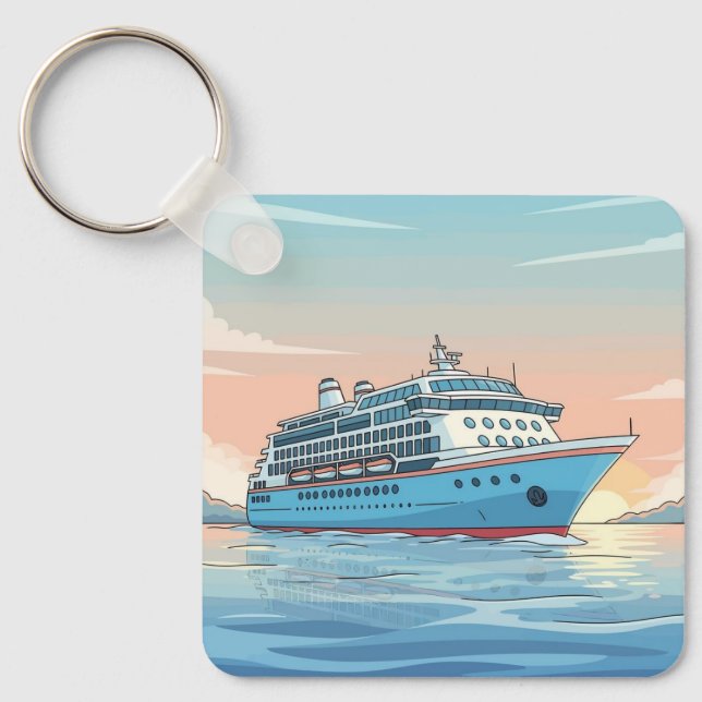 Porte-clés Navire de croisière sur l'océan (Recto)