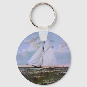 Porte-clés Navire de voile antique sloop yacht voilier océan