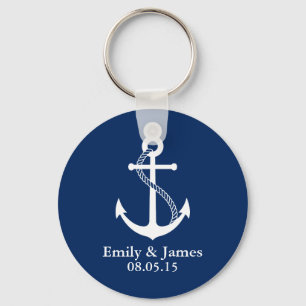 Porte-clés Navy Blue Anchor Nautical Wedding Favor