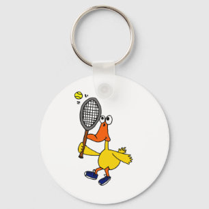 Porte-clés NC canard drôle jouant au tennis
