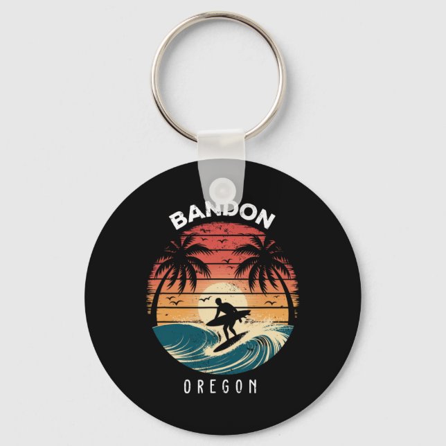 Porte-clés Ndon Oregon Planche de Surf Vagues Plage  (Recto)