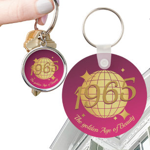 Porte-clés Né en 1965 60e anniversaire cadeau or rose