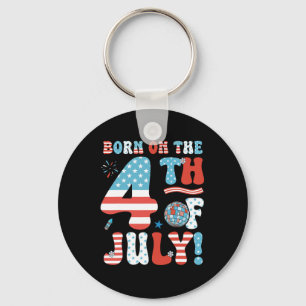 Porte-clés Né Le 4 Juillet 4 juillet Anniversaire Pa