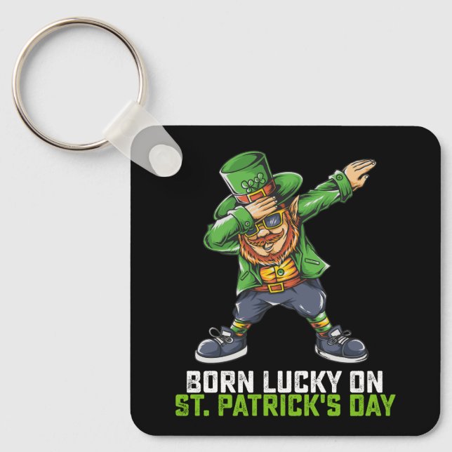 Porte-clés Né Lucky Sur St Patrick's Day Dabbing Birthday (Recto)