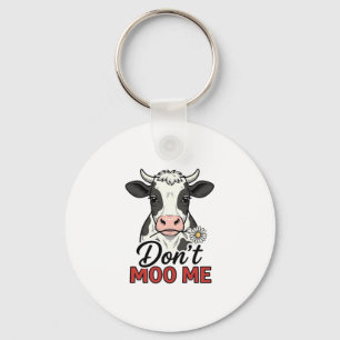 Porte-clés Ne me moo pas drôle vache gravure vintage