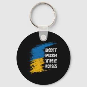 Porte-clés Ne poussez pas le drapeau ukrainien des chevaux