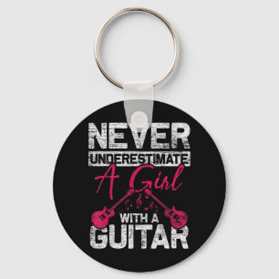 Porte-clés Ne sous-estimez jamais une fille avec une guitare