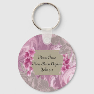 Porte-clés Né Une Fois Maintenant Né De Nouveau Floral Marble