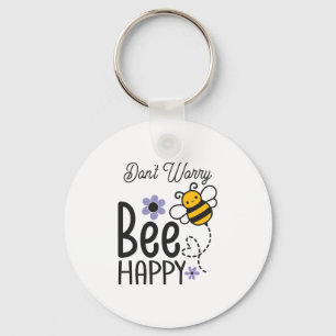 Porte-clés Ne vous inquiétez pas Abeille heureux coeur floral