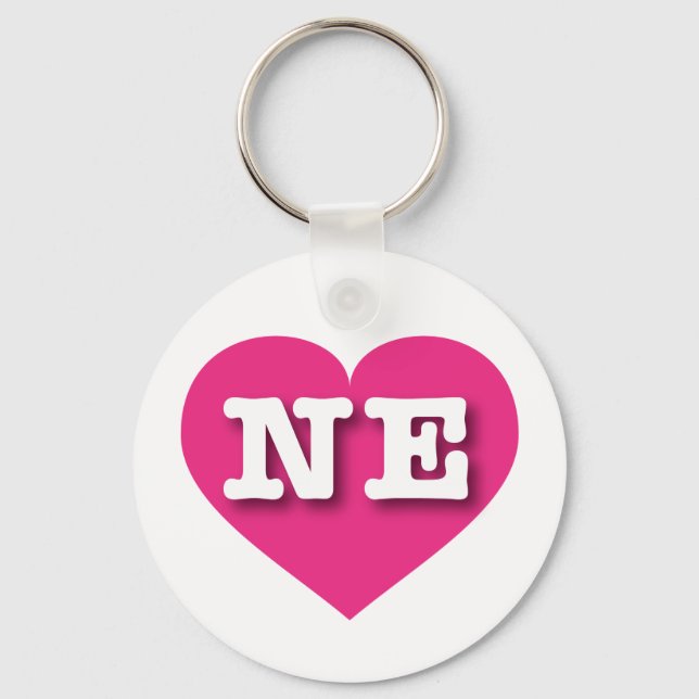 Porte-clés Nebraska Hot Pink Heart - I love NE (Recto)