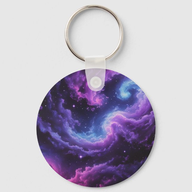 Porte-clés Nébuleuse de galaxie cosmique Conception d'art spa (Recto)