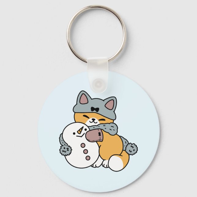 Porte-clés Neige beaucoup amusant Chat hiver vacances Design (Recto)