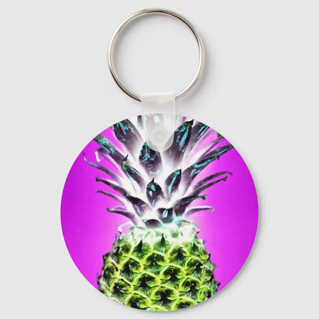 Porte-clés Neon ananas coloré fruits tropicaux Hawaiian (Recto)