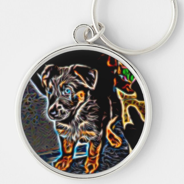 Porte-clés Neon Art German Shepherd Puppy (Devant)