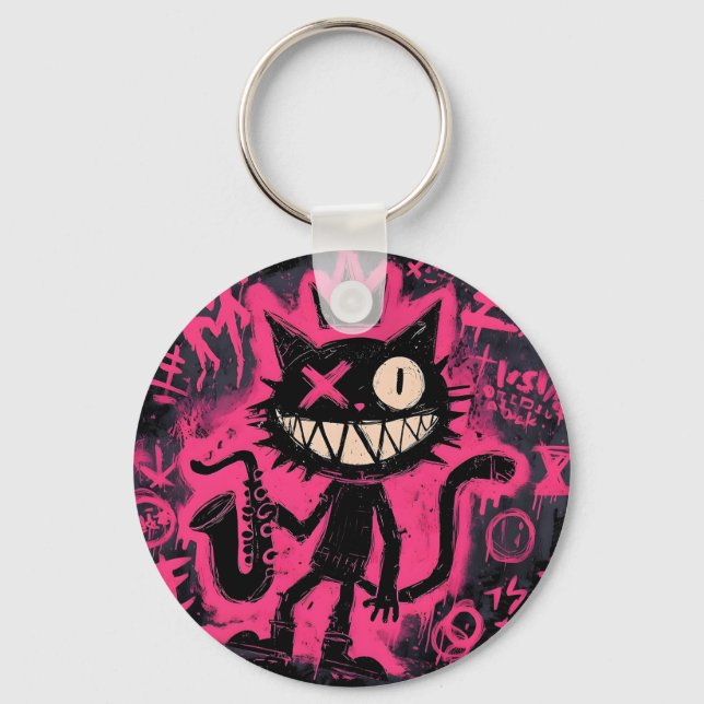 Porte-clés Neon Cat Chaos (Recto)