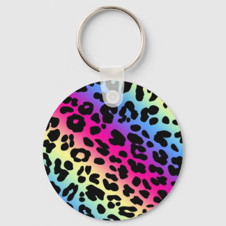 Porte-clés Neon Rainbow Leopard Motif Imprimer