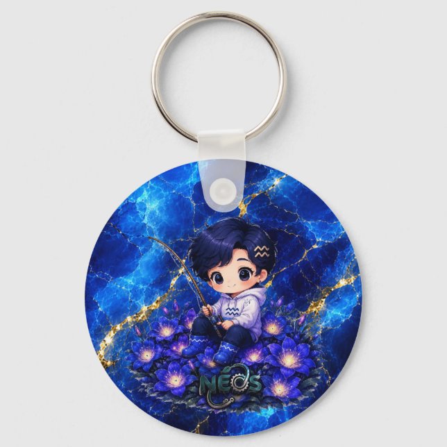 Porte-clés Neos Kawaii Zodiaque Verseau (Recto)