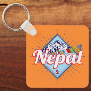 Porte-clés Nepal with Mountains Retro Flags Vintage Holiday