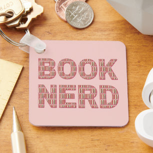 Porte-clés Nerd de livre élégant Motif typographique rose
