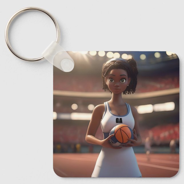 Porte-clés Netball Girl, (Recto)