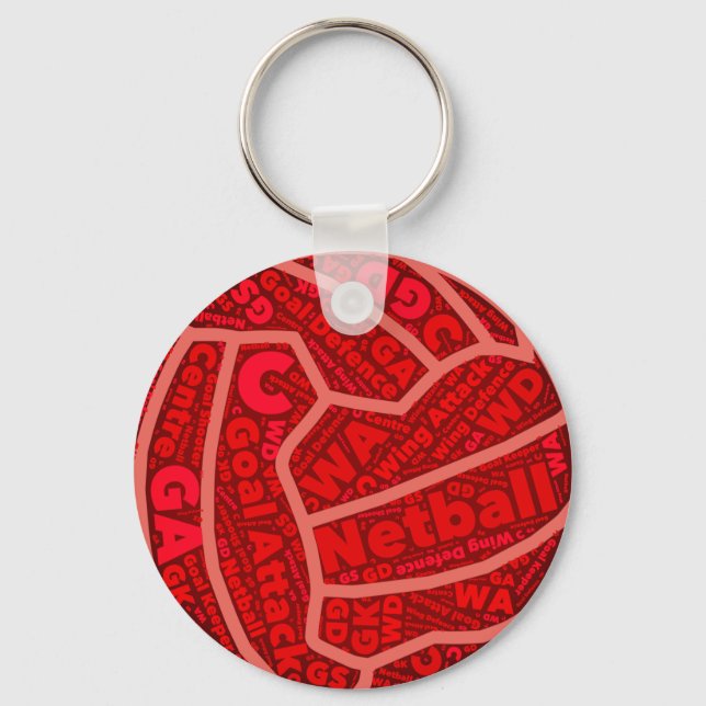 Porte-clés Netball Thème Rouge Typographie Conception de bal (Recto)