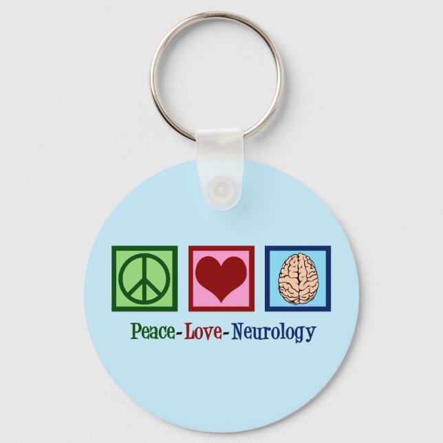 Porte-clés Neurologie Peace Love - Neurologue (Recto)