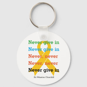 Porte-clés NEVER GIVE IN Churchill Quote SUICIDE PREVENTION