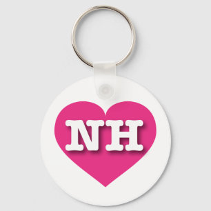 Porte-clés New Hampshire Hot Pink Heart - I love NH