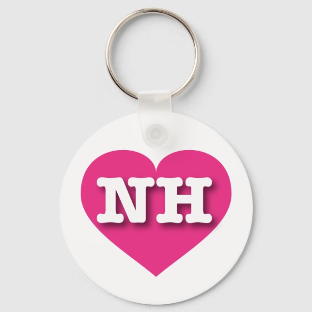 Porte-clés New Hampshire Hot Pink Heart - J'aime NH (Recto)