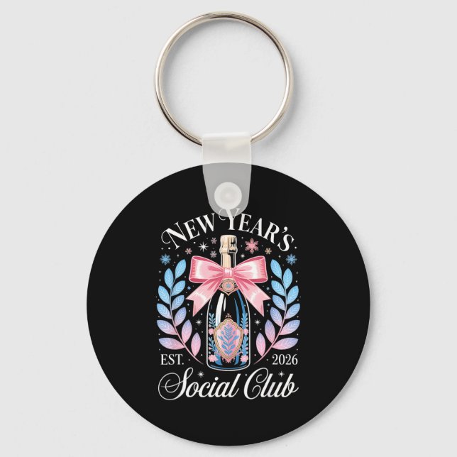 Porte-clés New Year’s Social Club 2026 Elegant Champagne Art  (Recto)