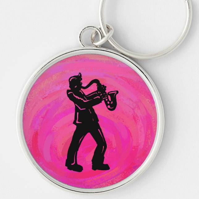 Porte-clés New York Boogie Nuits Saxophone Hot Pink (Devant)
