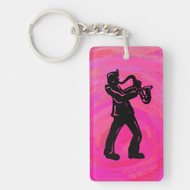 Porte-clés New York Boogie Nuits Saxophone Hot Pink (Devant)