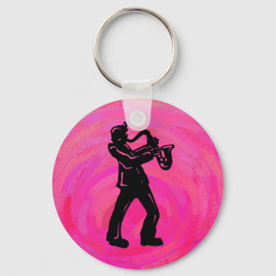 Porte-clés New York Boogie Nuits Saxophone Hot Pink