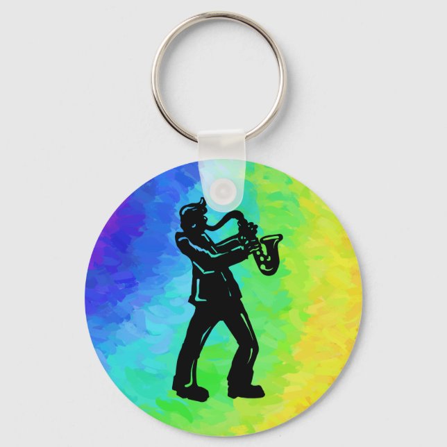 Porte-clés New York Boogie Nuits Saxophone Rainbow (Recto)