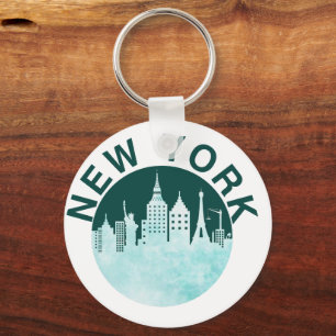 Porte-clés New York City Retro Skyline Graphic, Urban Street