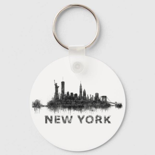 Porte-clés New York Dark-White Skyline v07 (Recto)