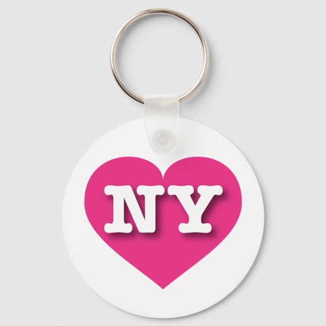 Porte-clés New York Hot Pink Heart - J'aime NY (Recto)