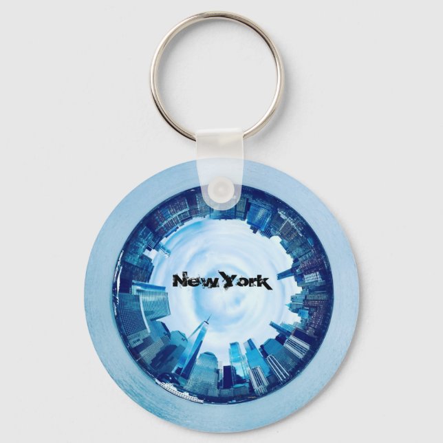 Porte-clés New York Skyline Tiny Planet Porte - clé - Texte p (Recto)