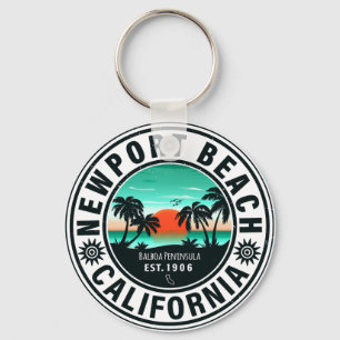 Porte-clés Newport Beach California Retro Sunset Souvenir 80s